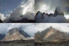 01 Clouds Roll In At Khoburtse Covering Uli Biaho Tower, Trango Towers And Lobsang Spire